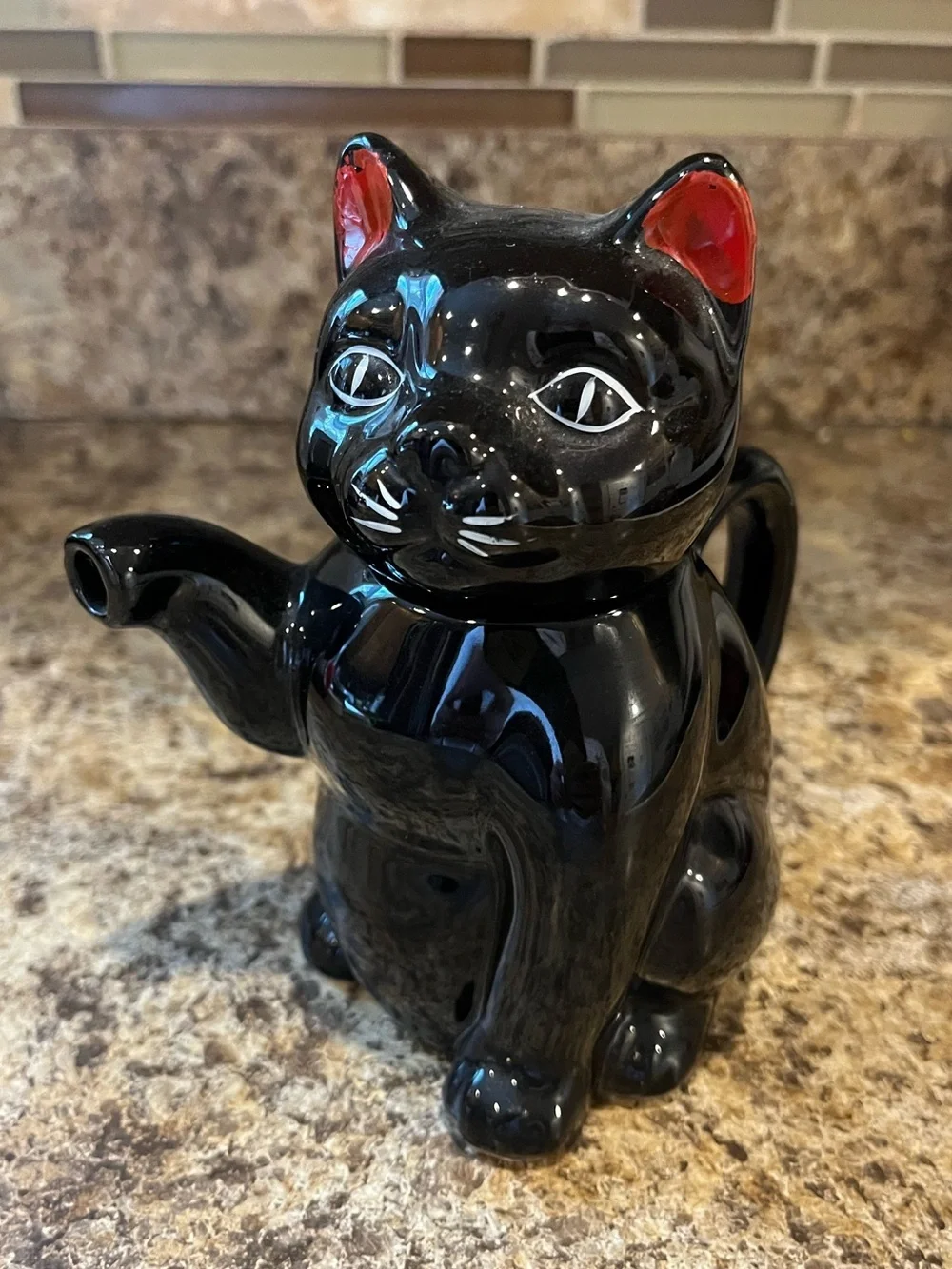 Vintage Ceramic Black Cat Teapot 1.5 Cup